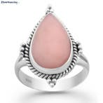 Zilveren pink drop opaal ring, Sieraden, Tassen en Uiterlijk, Ringen, Verzenden, Nieuw, Zilver
