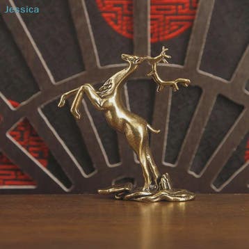 Abstract Messing Hertenbeeld - Vintage Rendier Sculptuur voo