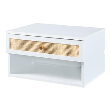 Wandrek Eiker met lade 40x31,5x23 cm wit en rotan look [en.c, Verzenden, Nieuw