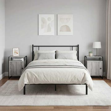 vidaXL Nachtkastje 2 st Grijs Sonoma Bewerkt hout, Minder dan 45 cm, Verzenden, Nieuw, Minder dan 55 cm