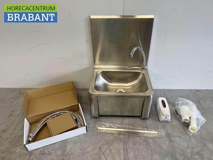 RVS Wasbak Spoelbak met kniebediening Zeepdispener 40 x 34, Zakelijke goederen, Horeca | Keukenapparatuur, Nieuw in verpakking