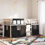 vidaXL Stapelbed met gordijnen 90x190 cm grenenhout wit en, 90 cm, Eenpersoons, Verzenden, Zwart