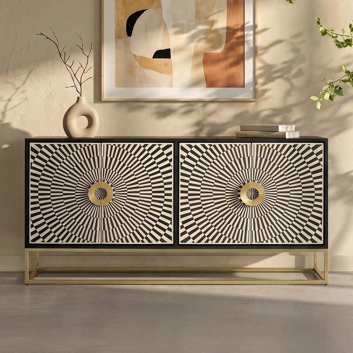 *WOONWINKEL* Kare Design Electro Design Dressoir Zwart Wit, Huis en Inrichting, Kasten | Dressoirs, Nieuw, Verzenden