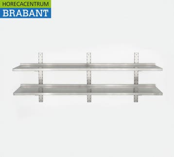 HCB RVS Dubbel Wandschap schap 200 x 30 cm Horeca, Ophalen of Verzenden, Nieuw in verpakking