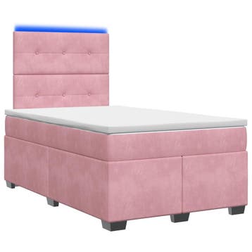 vidaXL Boxspringbed met matras Roze 120 x 200 cm Fluweel, Verzenden, Nieuw, Stof