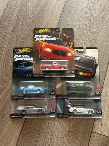 Hot Wheels 1:64 - Modelauto (5) - Fast & Furious - Ford, Nieuw