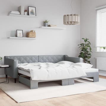 vidaXL Slaapbank met onderschuifbed 90x200 cm stof, 90 cm, Eenpersoons, Verzenden, Nieuw