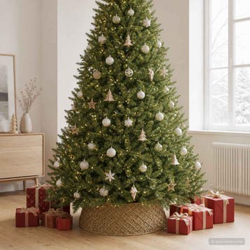 vidaXL Kerstboomkraag Rond Naturel Dia. 105 x 28 cm Zeegras, Verzenden, Nieuw
