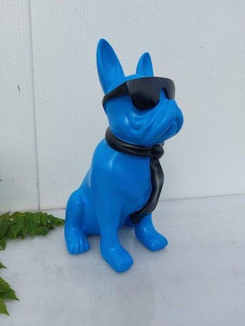 Beeld, French bulldog with tie and sunglasses - 40 cm -