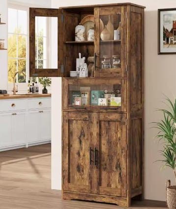 Hoge Badkamerkast 170 cm – Bruin met Verstelbare Planken, Verzenden, Nieuw