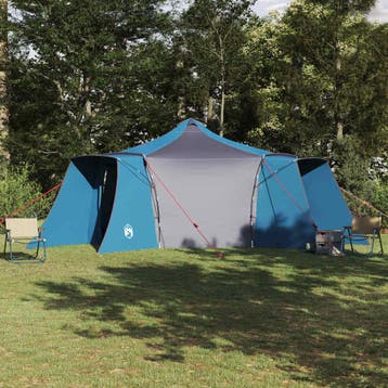 vidaXL Tipi Tent 8-persoons Blauw taft, Caravans en Kamperen, Verzenden, Nieuw, Tot en met 2