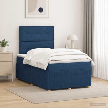 vidaXL Boxspringbed met matras met hoofdeinde Blauw 120 x, Verzenden, Nieuw, Twijfelaar, Blauw