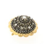 Antiek gouden broche met roos geslepen diamanten; ca. 0,2..., Gebruikt, Overige kleuren, Ophalen of Verzenden, Met edelsteen