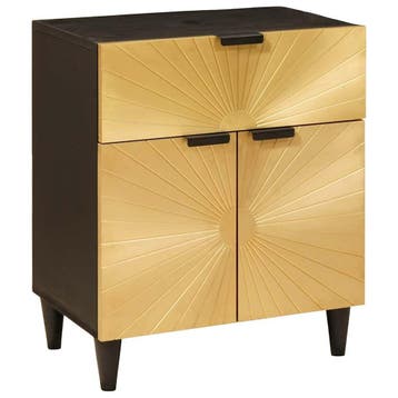 vidaXL Nachtkastje Zwart en Goud 50 x 33 x 60 cm Bewerkt, Minder dan 45 cm, Verzenden, Nieuw, 55 tot 70 cm