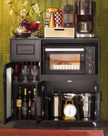Wit Dressoir op Wielen met Lade & Glazen Deur – 89 cm, Huis en Inrichting, Keuken | Keukenelementen, Verzenden, Nieuw