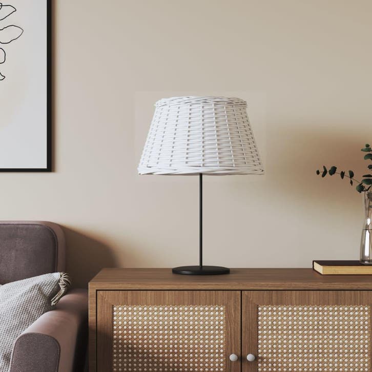 vidaXL Lampenkap Ø50x30 cm wicker wit, Huis en Inrichting, Lampen | Lampenkappen, Wit, Nieuw, Verzenden