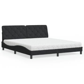vidaXL Bed met matras fluweel zwart 180x200 cm, Eenpersoons, Verzenden, Zwart, Nieuw