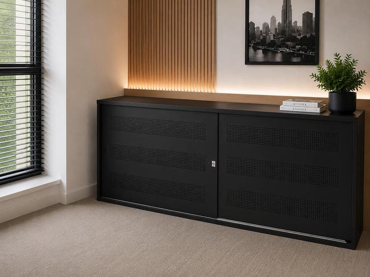 Akoestische Schuifdeurkast 72,5 x 165 x 45 cm - Kantoorkast, Huis en Inrichting, Kasten | Roldeurkasten en Archiefkasten, Met slot