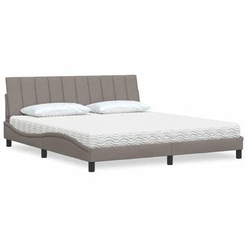 vidaXL Bed met matras Hanko stof taupe 180x200 cm, Eenpersoons, Verzenden, Nieuw, 80 cm