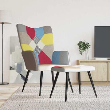 vidaXL Relaxstoel met voetenbank patchwork stof, Huis en Inrichting, Fauteuils, Verzenden, Nieuw