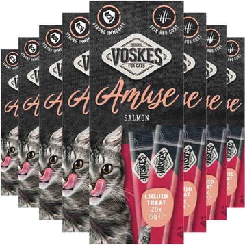 8x Voskes Kattensnack Liquid Treat Zalm 20x15 gr, Dieren en Toebehoren, Dierenvoeding, Verzenden, Hond