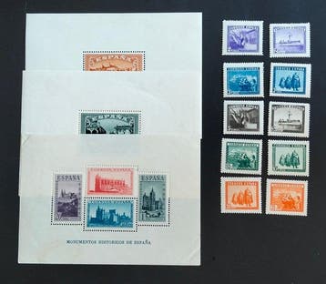 Spanje 1937/1938 - Kleine blaadjes Nationale Opstand,, Gestempeld