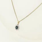 Ketting met hanger - 14 karaat Geel goud, Witgoud Saffier -