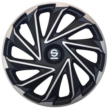4-Delige Sparco Wieldoppen  Varese 14-inch zilver/zwart, Auto diversen, Wieldoppen, Verzenden, Nieuw