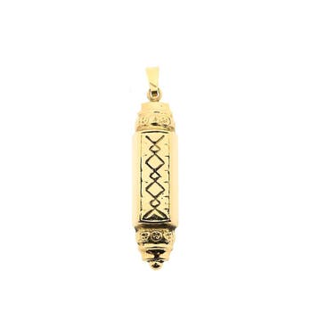 Gouden Mezouza hanger (Hanger of bedel), Ophalen of Verzenden, Gebruikt, Goud, Overige merken