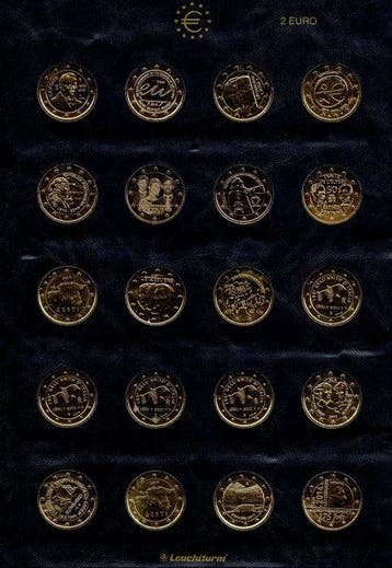 Europa. 2 Euro 2009/2014 (20 gold plated coins) (Zonder