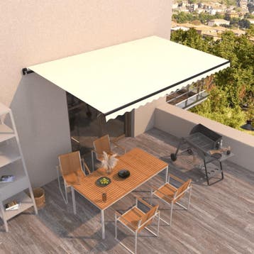 vidaXL Luifel handmatig uittrekbaar 500x300 cm crèmekleurig, Verzenden, Nieuw