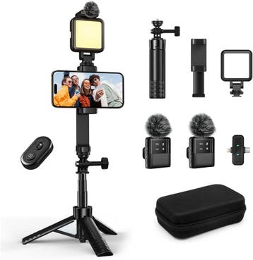 Influencer Vlog Kit LED + Mic | 34% Korting, Ophalen of Verzenden, Zo goed als nieuw, Complete fotostudio