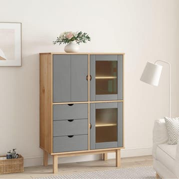 vidaXL buffetkast OTTA 85x43x125 cm massief grenenhout bruin, Verzenden, 100 tot 150 cm, Nieuw, 50 tot 100 cm