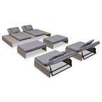 vidaXL 5-delige Loungeset met kussens poly rattan grijs, Verzenden, Nieuw, 5 zitplaatsen, Loungeset