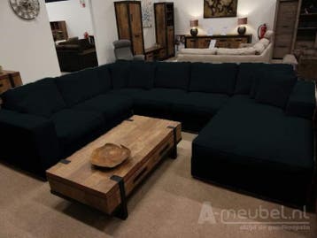 U-Bank Berlicum - u-banken - Zwart, Nieuw, 150 cm of meer, Stof, 250 tot 300 cm