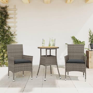 vidaXL 3-delige Tuinset met kussens poly rattan en, Verzenden, Nieuw, 2 zitplaatsen, Tuinset