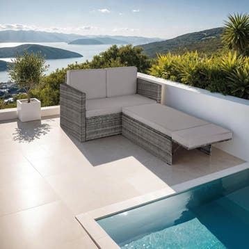 Wicker loungesofa Corfu - grijs, Verzenden, Nieuw