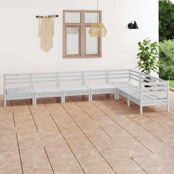 vidaXL 7-delige Loungeset massief grenenhout wit, Verzenden, Nieuw, Loungeset