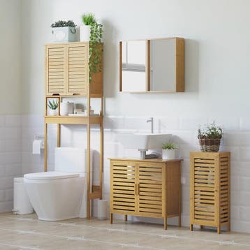 Kleankin Bamboe Badkamerkast met Verstelbare Plank - 30x70 c, Verzenden, Nieuw