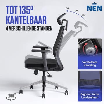 Stane® Ergonomische Bureaustoel met hoofdsteun – Office, Ophalen of Verzenden, Zo goed als nieuw
