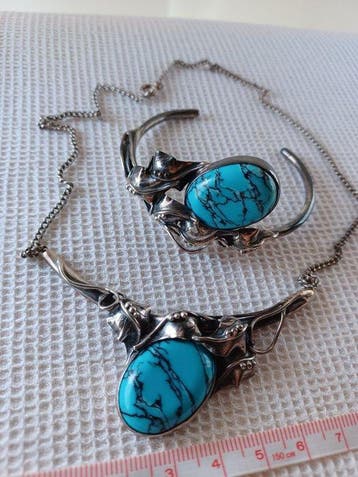 Zonder minimumprijs - Halsketting Zilver Turquoise -, Nieuw