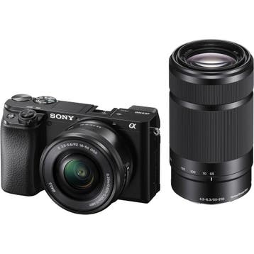 Sony A6100 Zwart + 16-50mm + 55-210mm, Ophalen of Verzenden, Nieuw, Sony