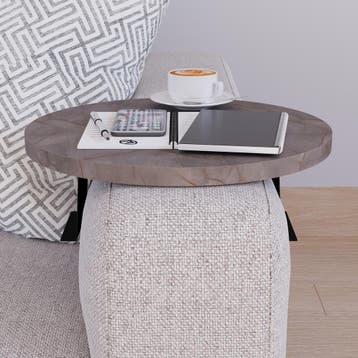 Dienblad armleuning Kuleskyd rond Ø34 cm marmer grijs [en.ca, Verzenden, Nieuw