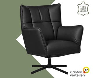 Leren draaifauteuil Lovely - Toledo Nero (zwart), Nieuw, Ophalen of Verzenden, 75 tot 100 cm, Eigentijds, Modern, Retro, Vintage