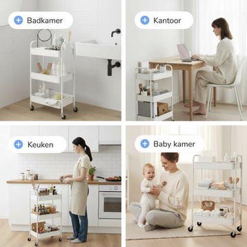 2dekans | Keuken trolley op Wieltjes - 3 laags - Keukenrek -, Ophalen of Verzenden, Zo goed als nieuw