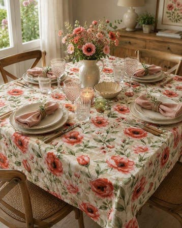Tafelkleed Fantasie Bloemmotief Papaveren - Tafelkleed - 230