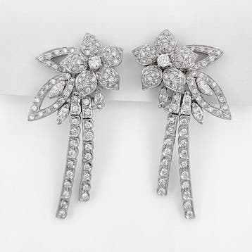 Oorbellen - 18 karaat Witgoud, E/VVS - 3.82ct. tw. Diamant, Nieuw