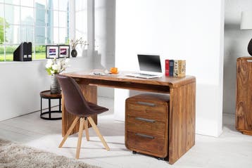 Massief houten bureautafel CUBUS 120 cm bruin bureau met, Ophalen of Verzenden, Nieuw