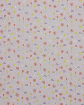 Poplin Katoen Bloemetjes Glitter Roze, Nieuw, Roze