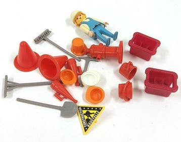 Vintage Playmobil bouwvakker, losse onderdelen en, Verzenden, Gebruikt